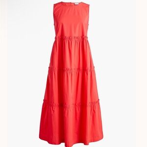 J Crew Coral Sleeveless Midi Tiered Cotton
Dress